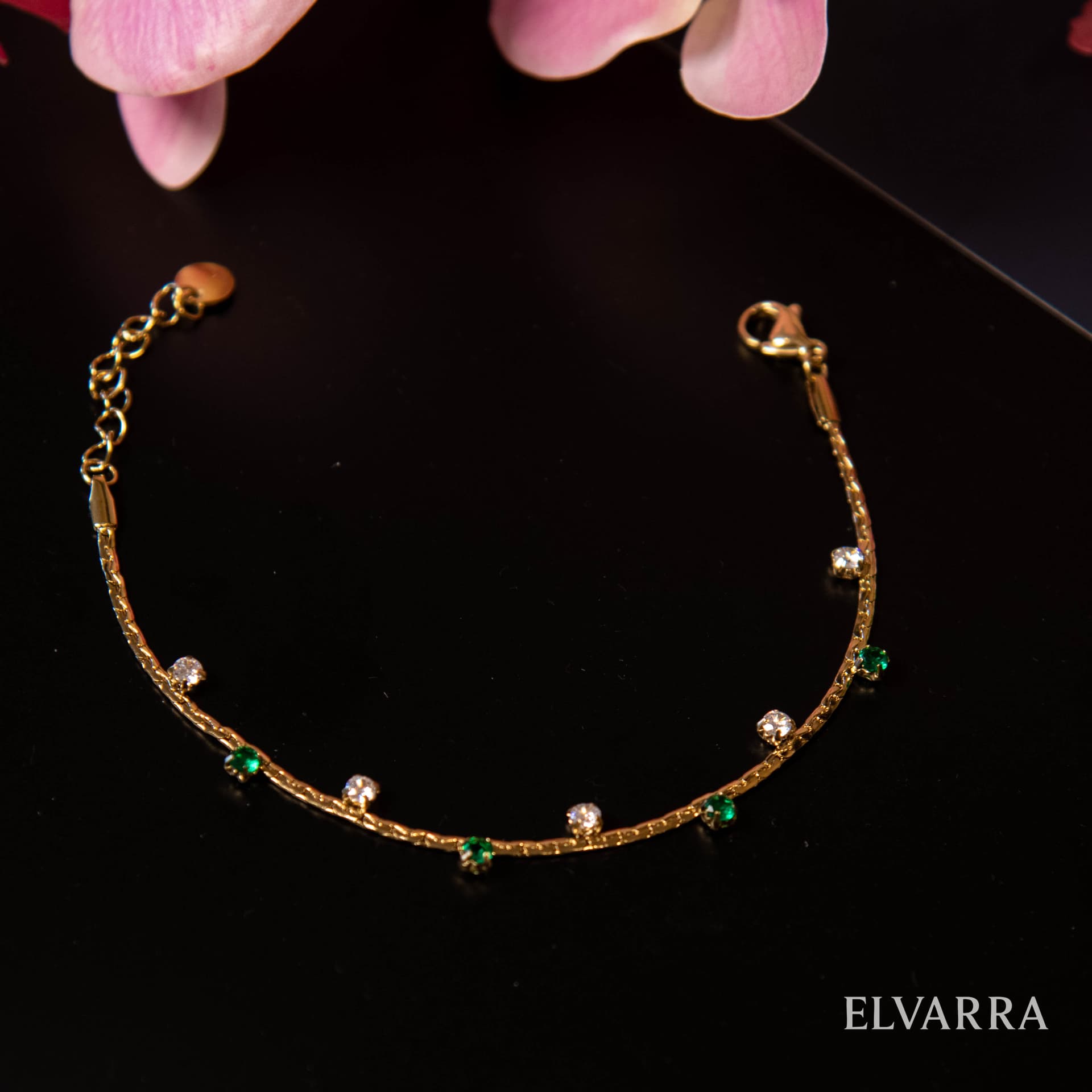 Vintage Luxury Emerald Green Zircon Chain Bracelet - alternate